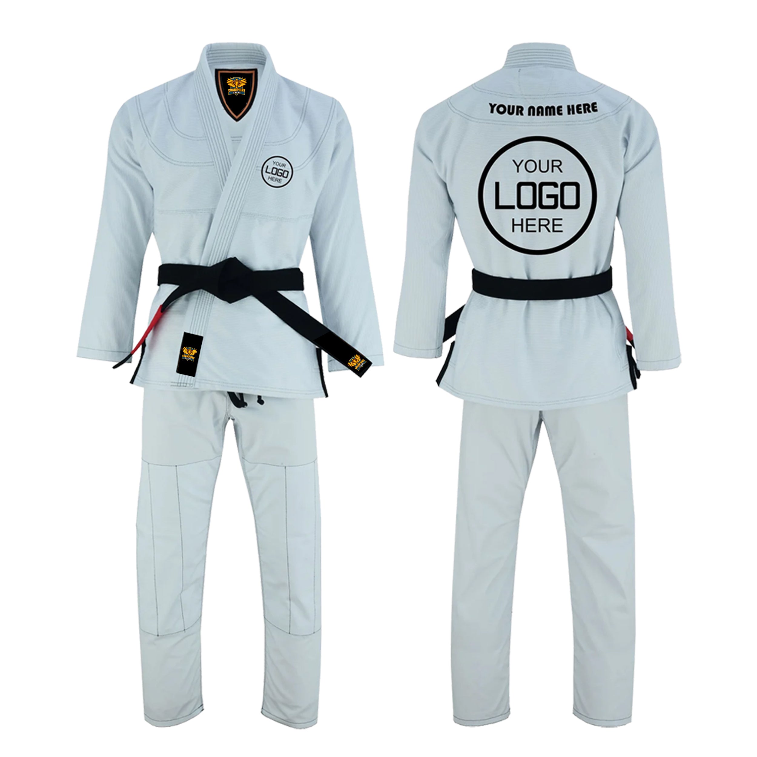 champions chase -White Brazilian Jiu Jitsu BJJ Kimono Uniform Gi - Kids Adult Unisex